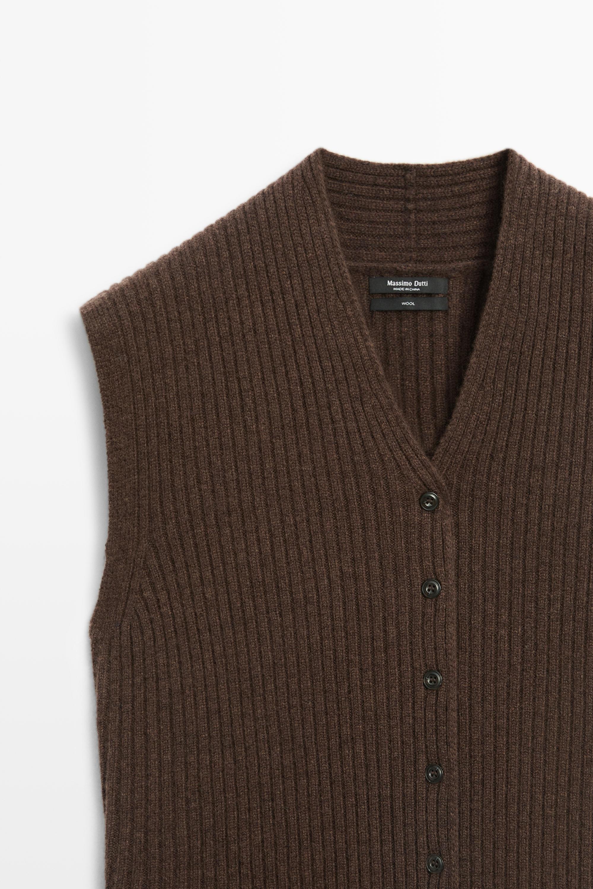 Gilet en maille côtelée 100 % laine